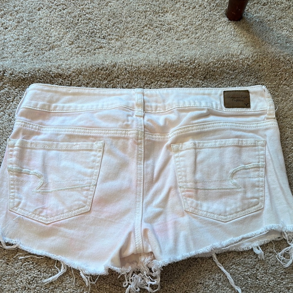 American Eagle Outfitters Pink Jean Shorts Distressed Frayed Hem - Picture 2 of 3